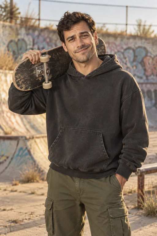 Board on the Shoulder – Abandoned Skatepark photoshoot