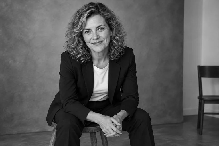 Auf dem Hocker – Fotoshooting Schwarz-Weiß-Studio