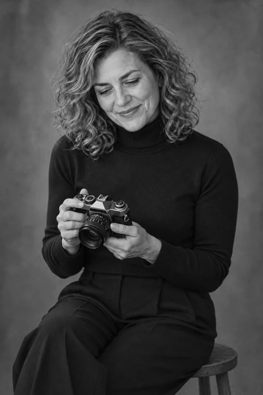 Film Camera – Black & White Studio photoshoot