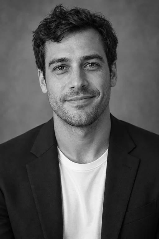 Oliver in the Black & White Studio photoshoot