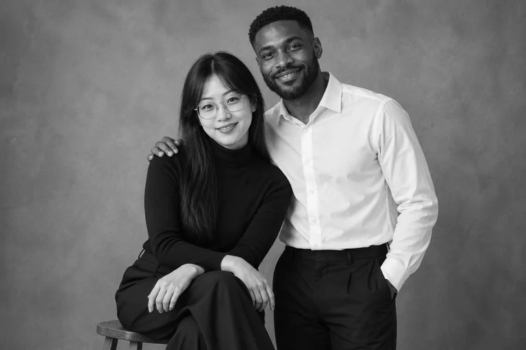 Stool and Shoulder – Black & White Studio photoshoot