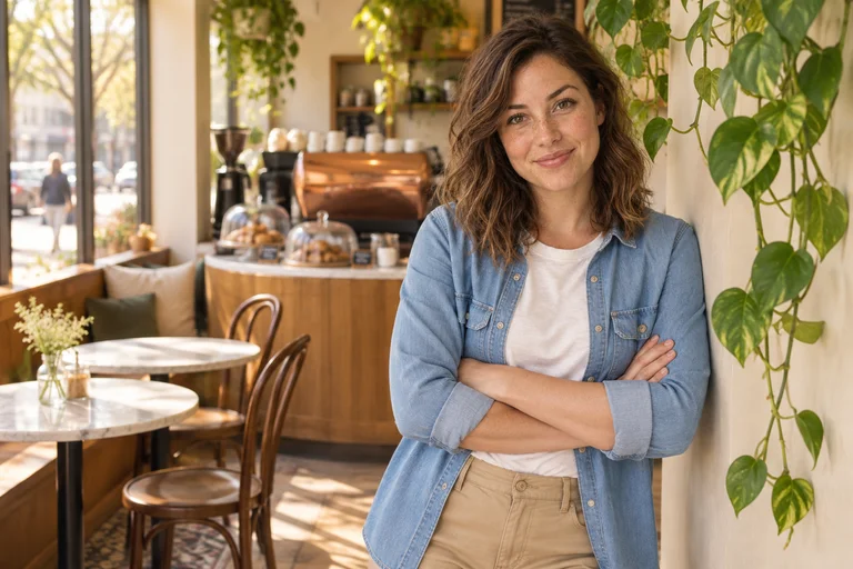 Plant Wall Lean – Café Morning photoshoot