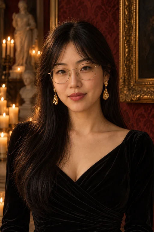 Hana im Fotoshooting Museum bei Kerzenlicht