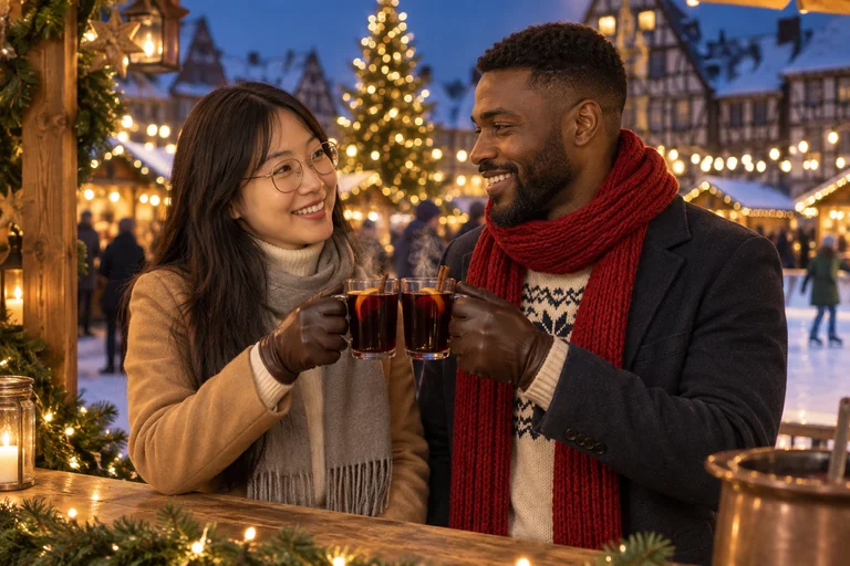 Anstoßen mit Glühwein – Fotoshooting Weihnachtsmarkt