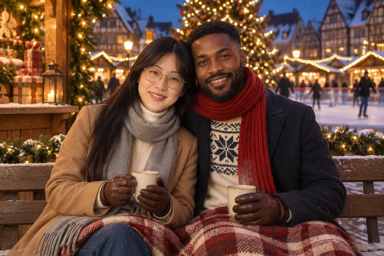 Bench for Two – Christmas Market photoshoot