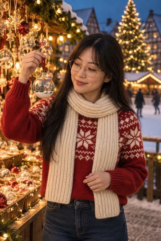 Christbaumkugel – Fotoshooting Weihnachtsmarkt