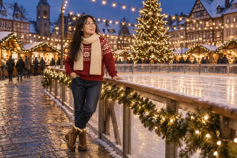 Eisbahn und Markt – Fotoshooting Weihnachtsmarkt