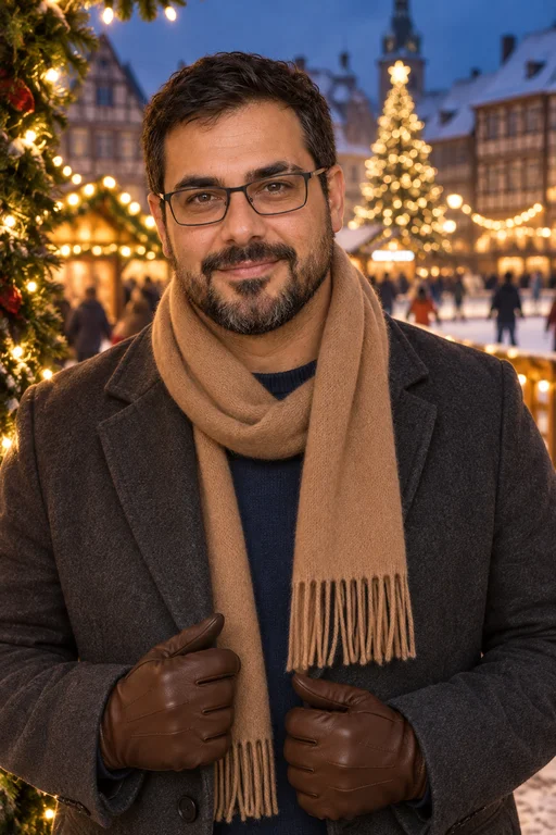 Rafael in the Christmas Market photoshoot