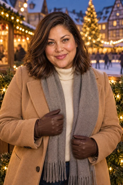 Maria in the Christmas Market photoshoot