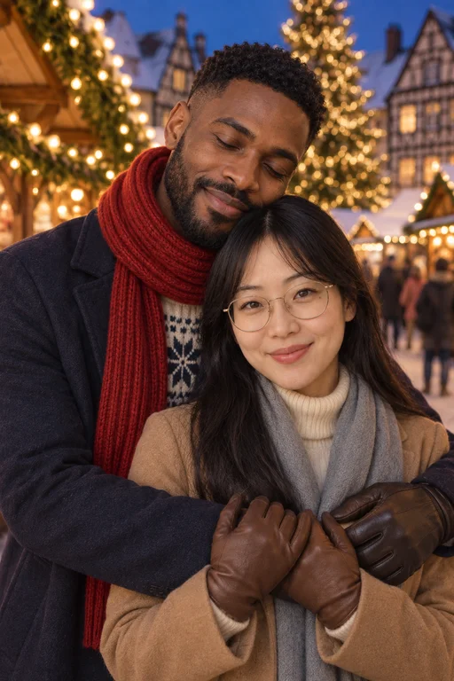 Fairy Light Embrace – Christmas Market photoshoot