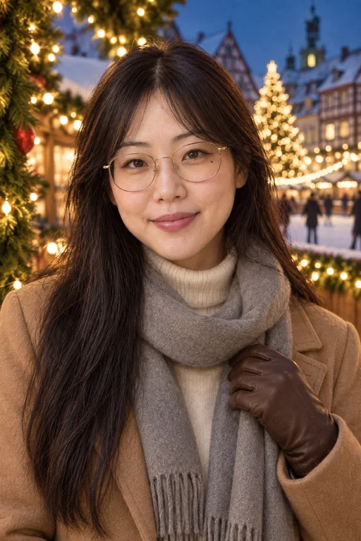 Nahaufnahme mit Lichterketten – Fotoshooting Weihnachtsmarkt