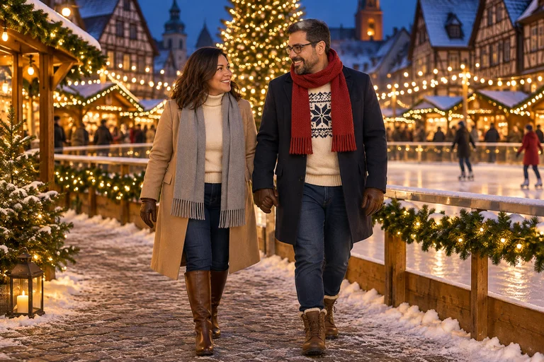 Skating Hand in Hand – Christmas Market photoshoot