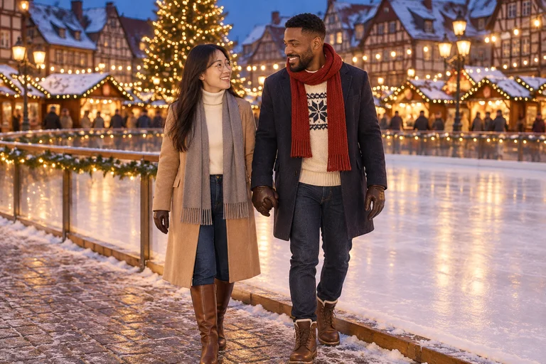 Skating Hand in Hand – Christmas Market photoshoot