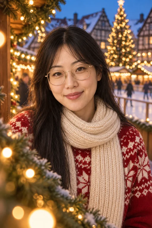 Through the Garland – Christmas Market photoshoot