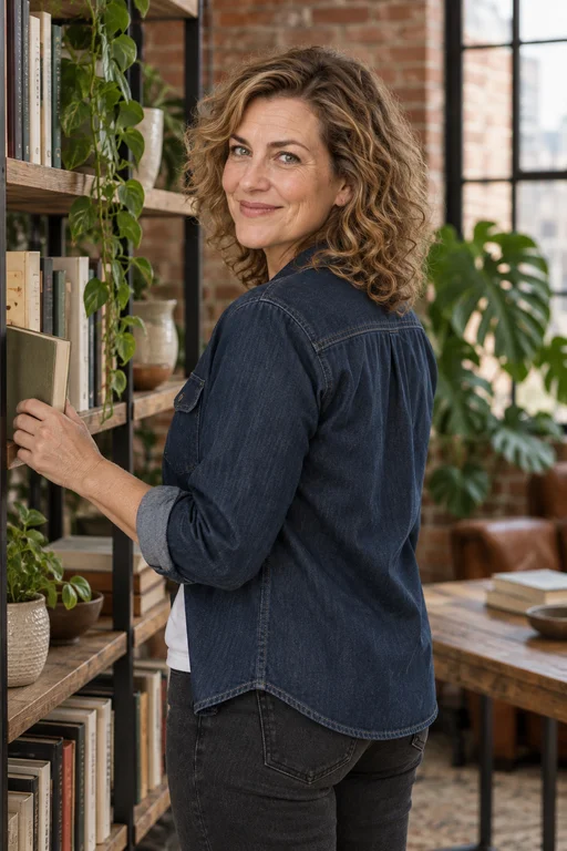 Am Bücherregal – Fotoshooting Kreativ-Loft