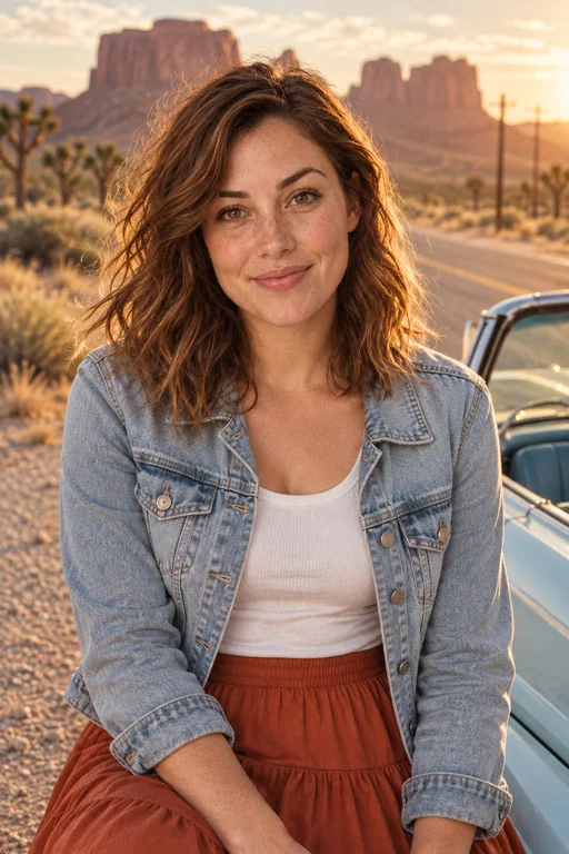 Sophie in the Desert Road Trip photoshoot