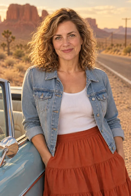 Laura in the Desert Road Trip photoshoot