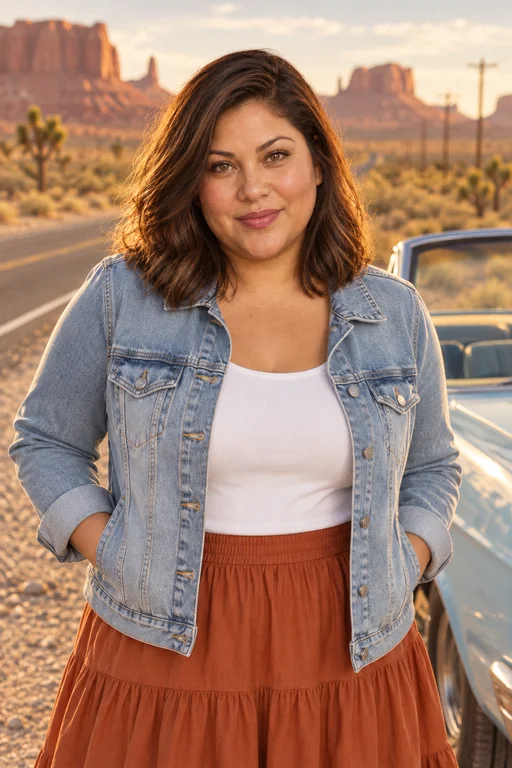 Maria in the Desert Road Trip photoshoot