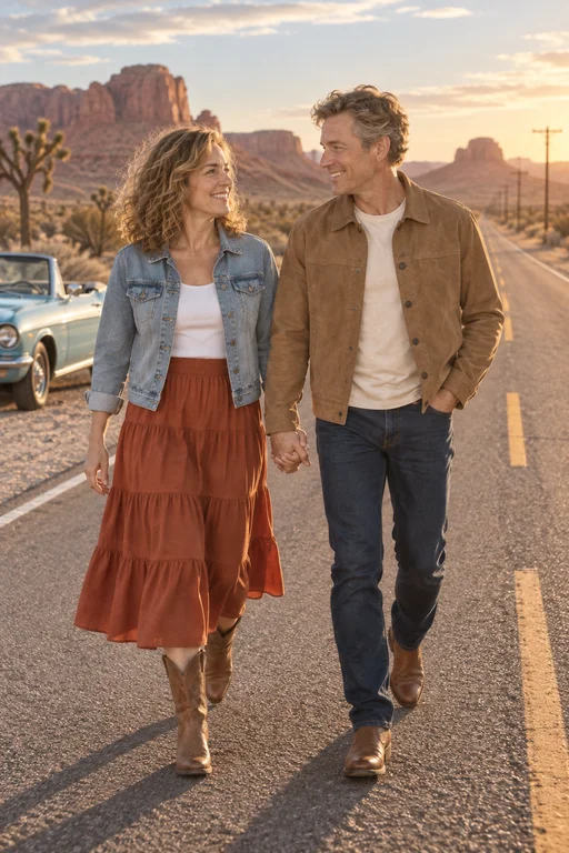 Down the Center Line – Desert Road Trip photoshoot