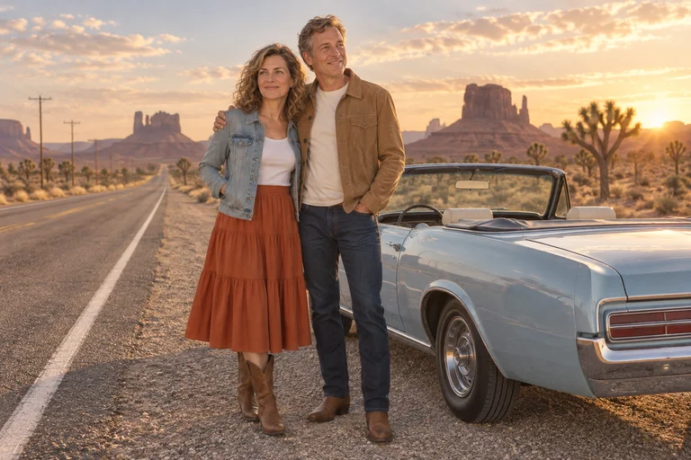 Two and the Open Road – Desert Road Trip photoshoot