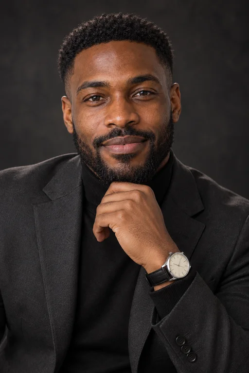 Marcus in the Executive Dark photoshoot