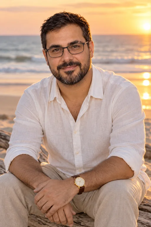 Rafael in the Golden Beach photoshoot