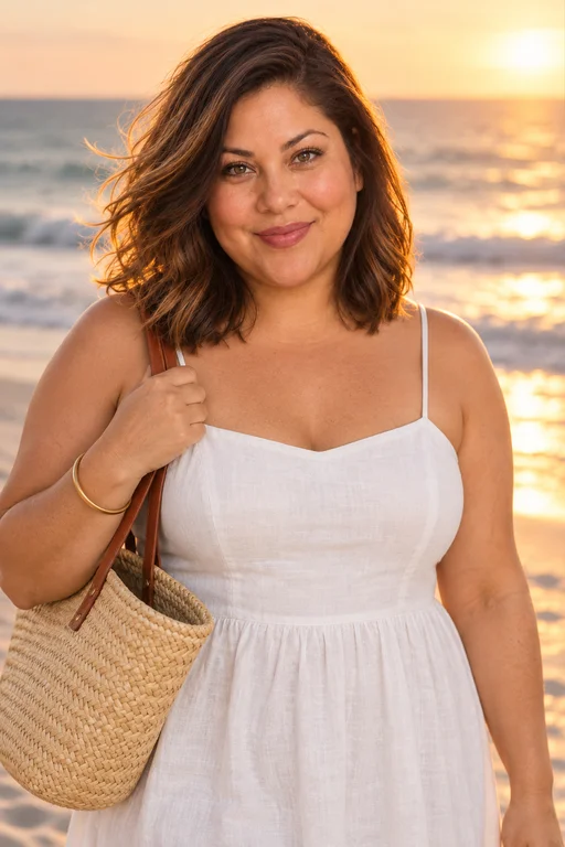Maria in the Golden Beach photoshoot