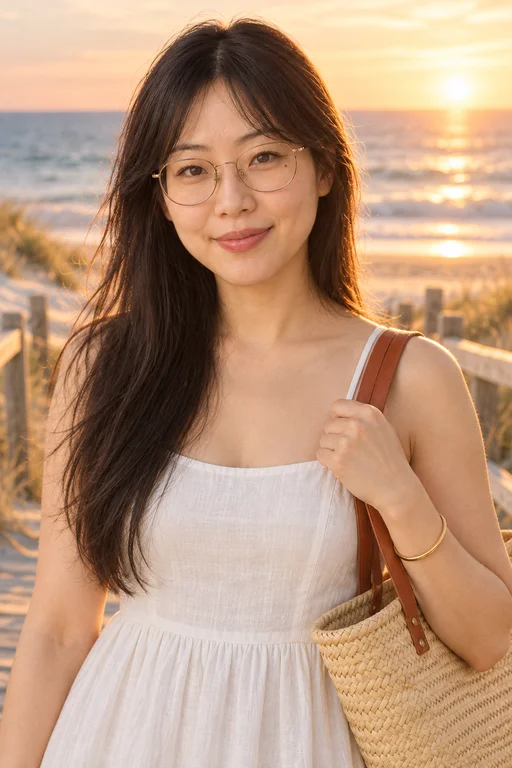 Hana im Fotoshooting Goldener Strand