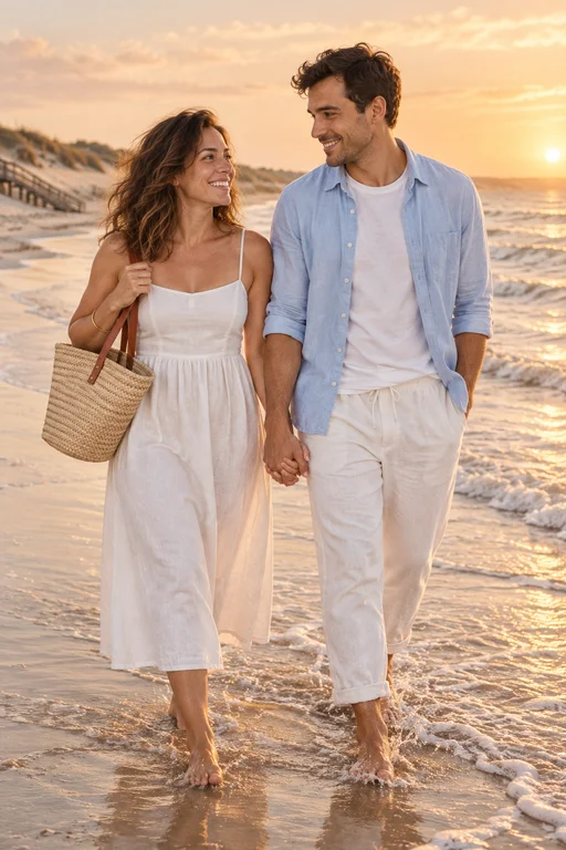 Hand in Hand am Wasser – Fotoshooting Goldener Strand
