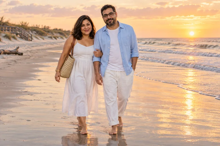 Zu zweit am endlosen Strand – Fotoshooting Goldener Strand