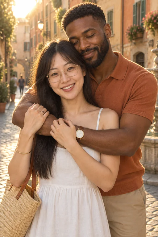 Embrace in the Sun – Golden Hour Streets photoshoot