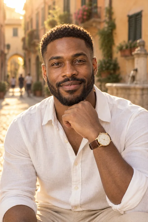 Marcus in the Golden Hour Streets photoshoot