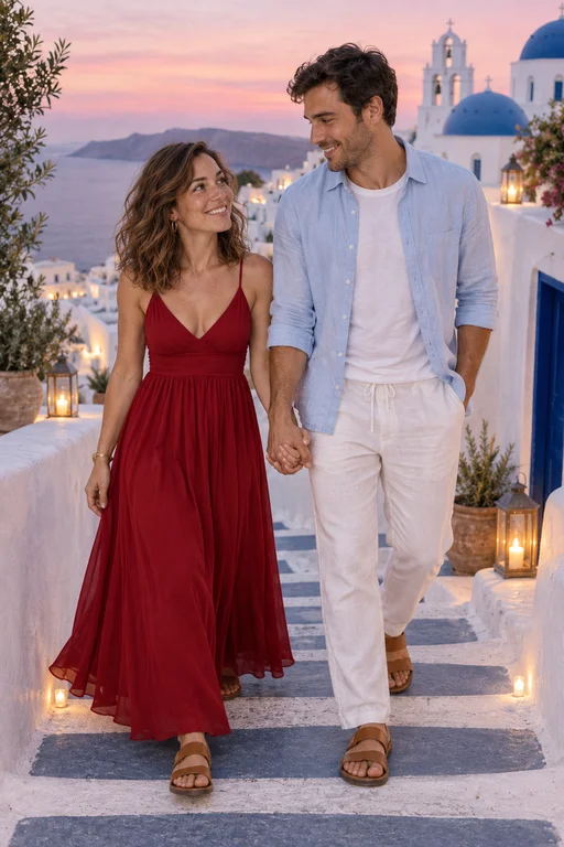 Die weiße Treppe hinab – Fotoshooting Griechische Insel