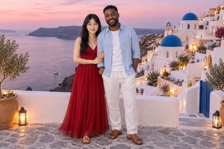Two Above the Village – Greek Island photoshoot