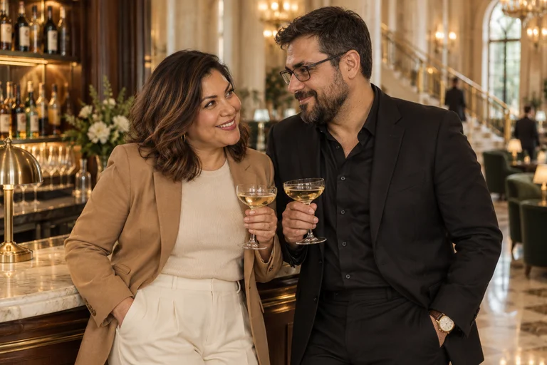 Lachen an der Bar – Fotoshooting Luxushotel