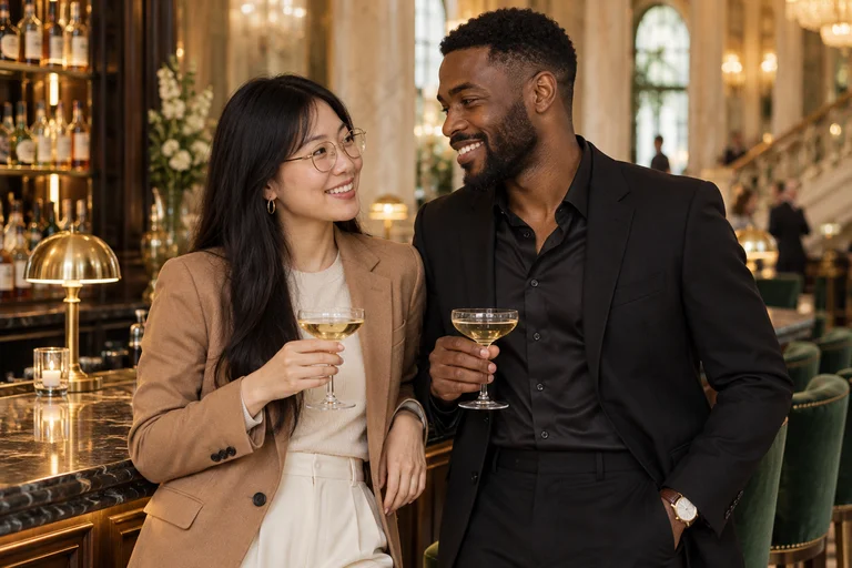 Laughing at the Bar – Luxury Hotel photoshoot
