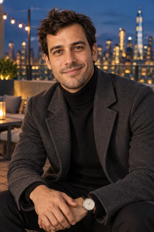 Oliver in the Metropolis Rooftop photoshoot