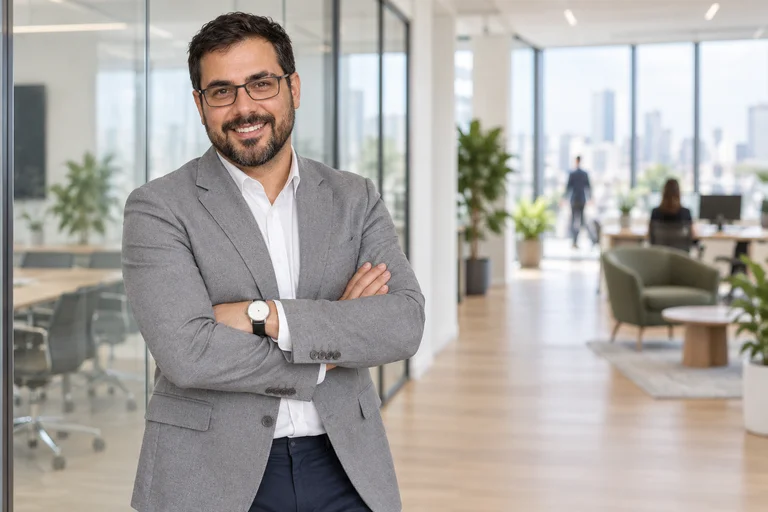 Glaswand – Fotoshooting Modernes Büro
