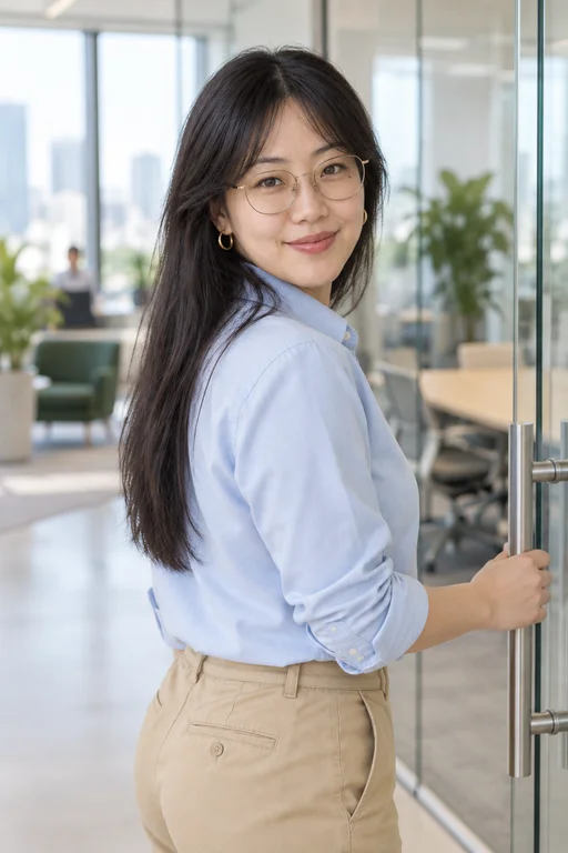 Turning at the Door – Modern Office photoshoot