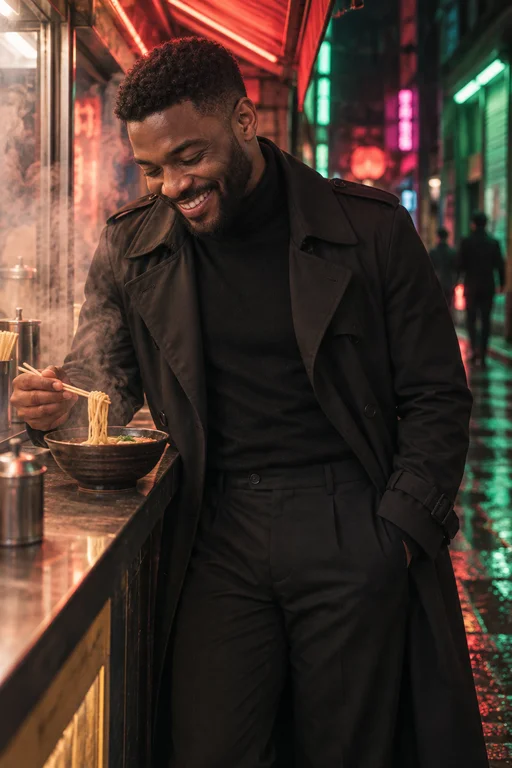 Laugh at the Counter – Neon Noir photoshoot