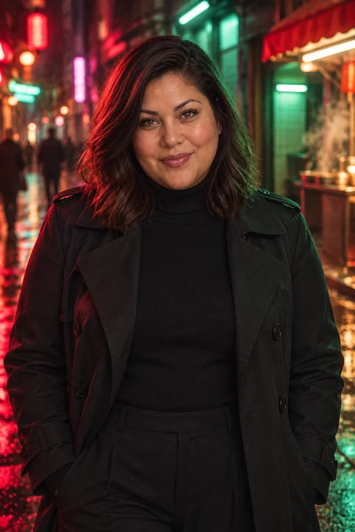 Maria in the Neon Noir photoshoot