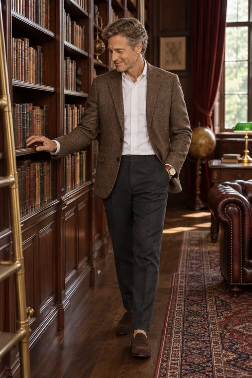 An den Regalen entlang – Fotoshooting Privatbibliothek