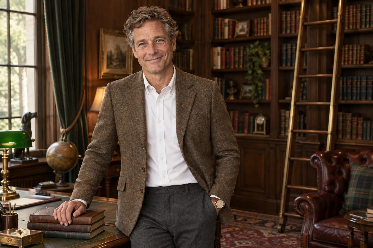 Am Schreibtisch – Fotoshooting Privatbibliothek