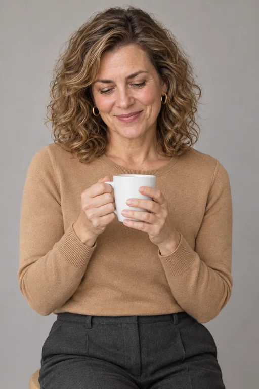 Kaffee zwischen zwei Takes – Fotoshooting Studio-Porträt