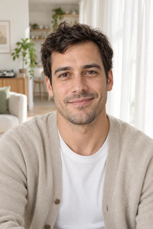 Oliver in the Sunday Apartment photoshoot
