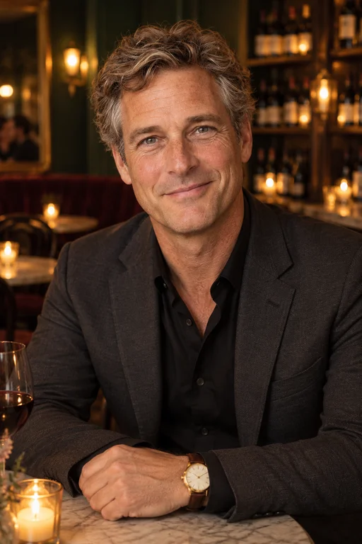Michael in the Wine Bar Evening photoshoot