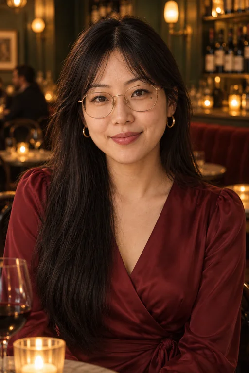 Hana in the Wine Bar Evening photoshoot