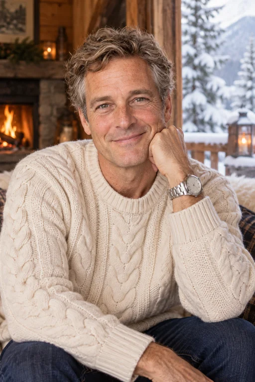 Michael im Fotoshooting Winterchalet