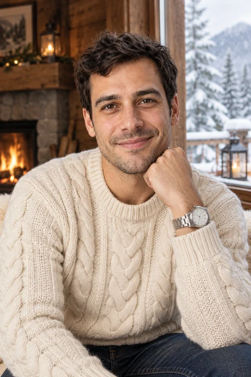 Oliver in the Winter Chalet photoshoot