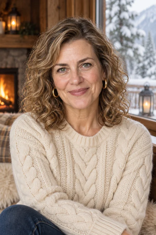 Laura in the Winter Chalet photoshoot